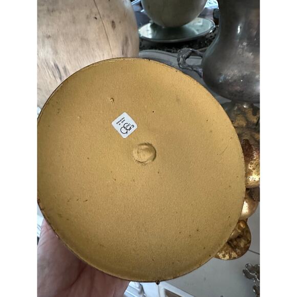 Vintage Gold Leaf Gilded Pear Candle Holders centerpiece set 2 fall decor 11x4” - Picture 11 of 11